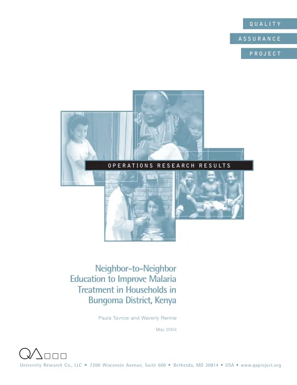 Neighbor-to neighbor education to improve malaria treatment in households in Bungoma District, Kenya