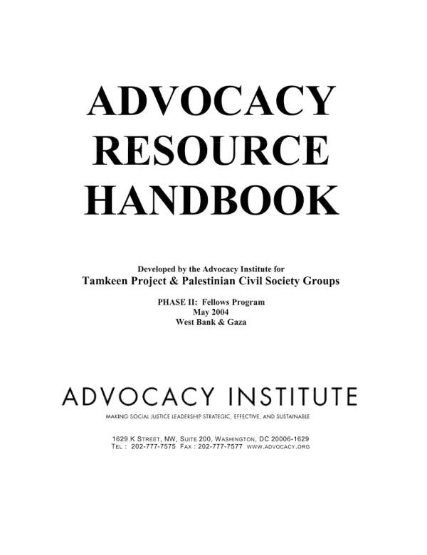 Advocacy resource handbook