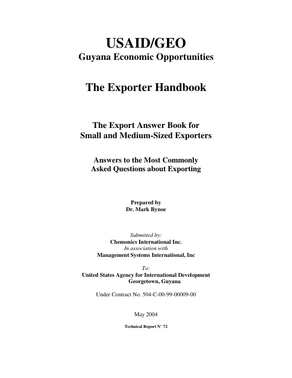 The exporter handbook : the export answer book for small and medium-sized exporters -- answers to the most commonly asked questions about exporting