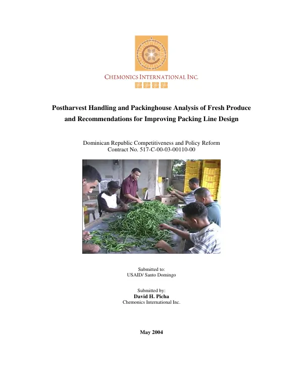 Postharvest handling and packinghouse analysis of fresh produce and recommendations for improving packing line design