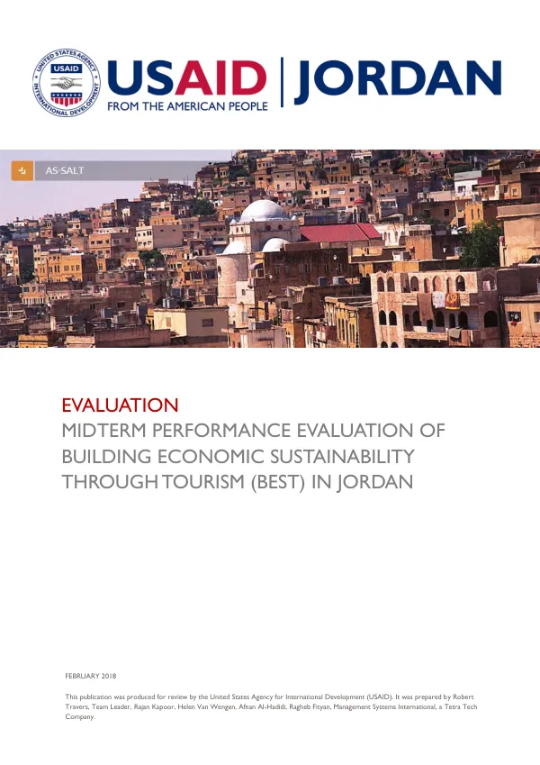 Evaluation : midterm performance evaluation of building economic sustainability through tourism (BEST) in Jordan