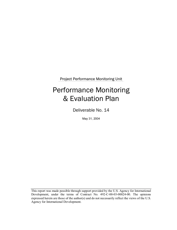Performance monitoring & evaluation plan