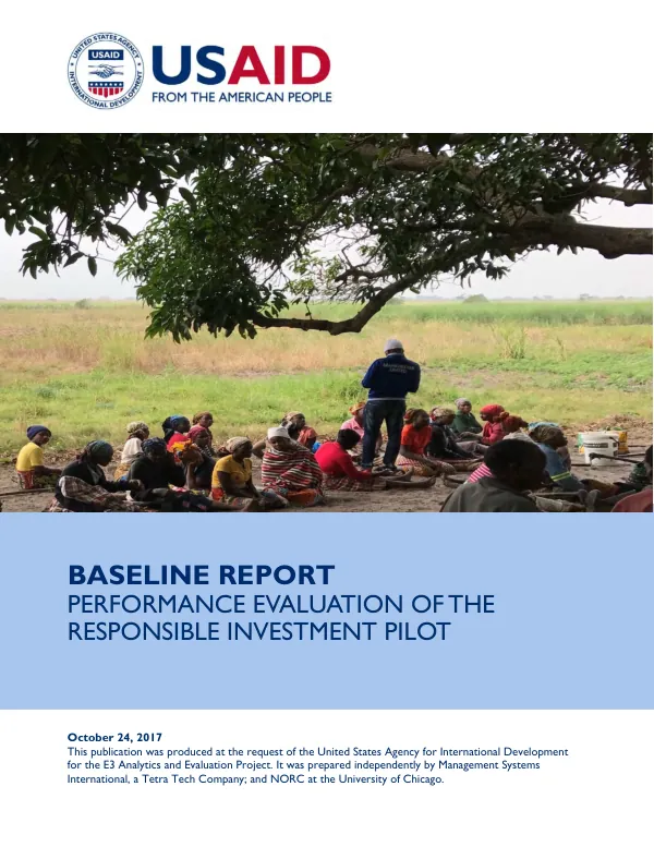 Baseline report : performance evaluation of the responsible investment pilot