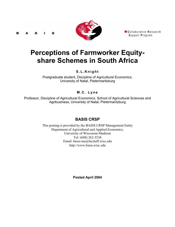 Perceptions of farmworker equity-share schemes in South Africa