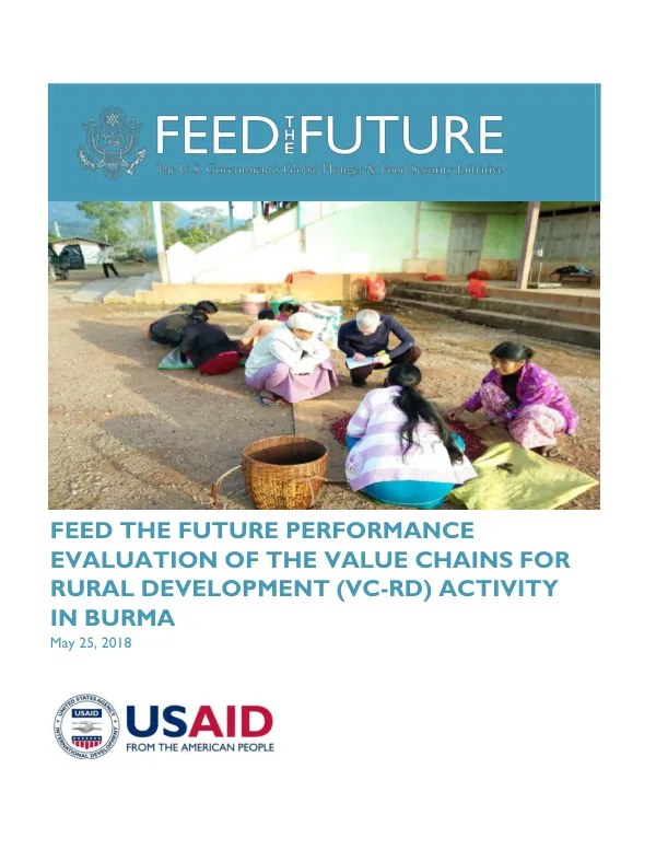Feed the Future performance evaluation of the value chains for rural development (VC-RD) activity in Burma