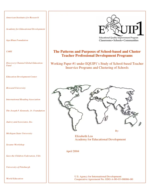 Patterns and purposes of school-based and cluster teacher professional development programs