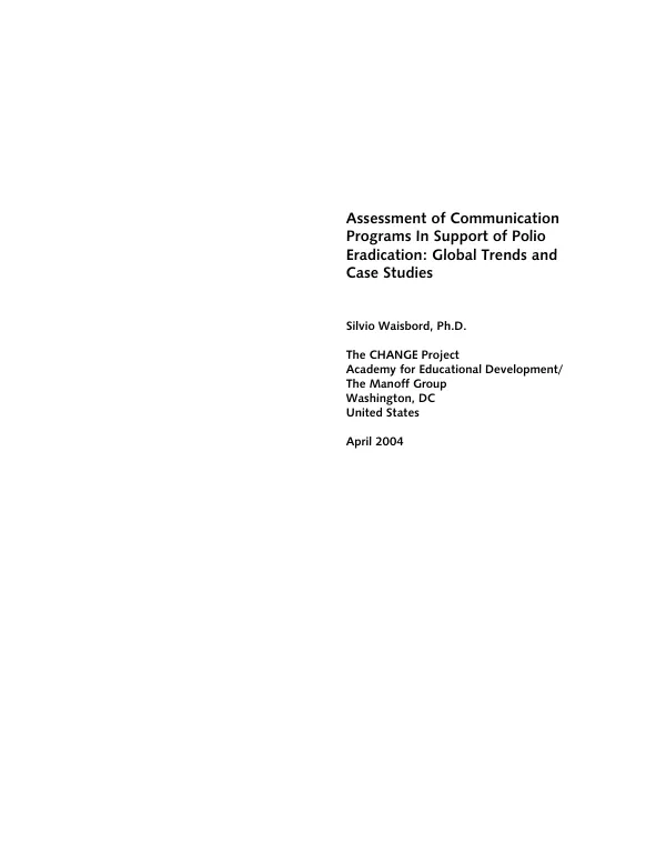 Assessment of communication programs in support of polio eradication : global trends and case studies