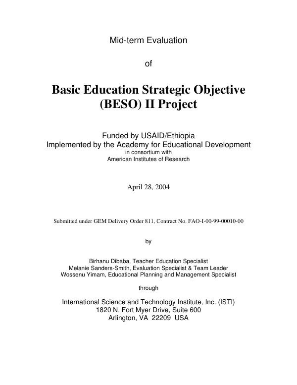 Mid-term evaluation of basic education strategic objective (BESO) II project