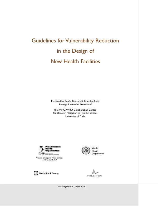 Guidelines for vulnerability reduction in the design of new health facilities