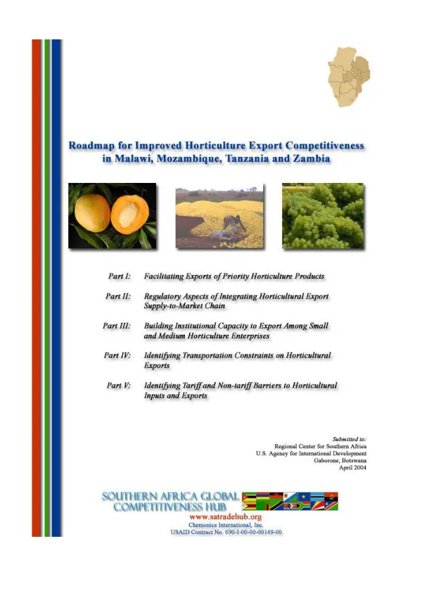 Roadmap for improved horticulture export competitiveness in Malawi, Mozambique, Tanzania and Zambia