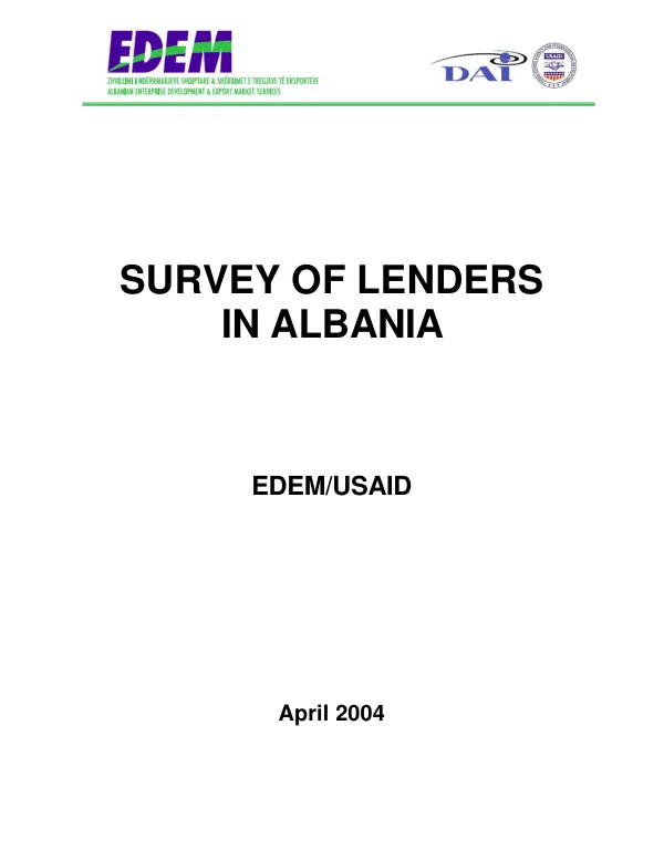 Survey of lenders in Albania