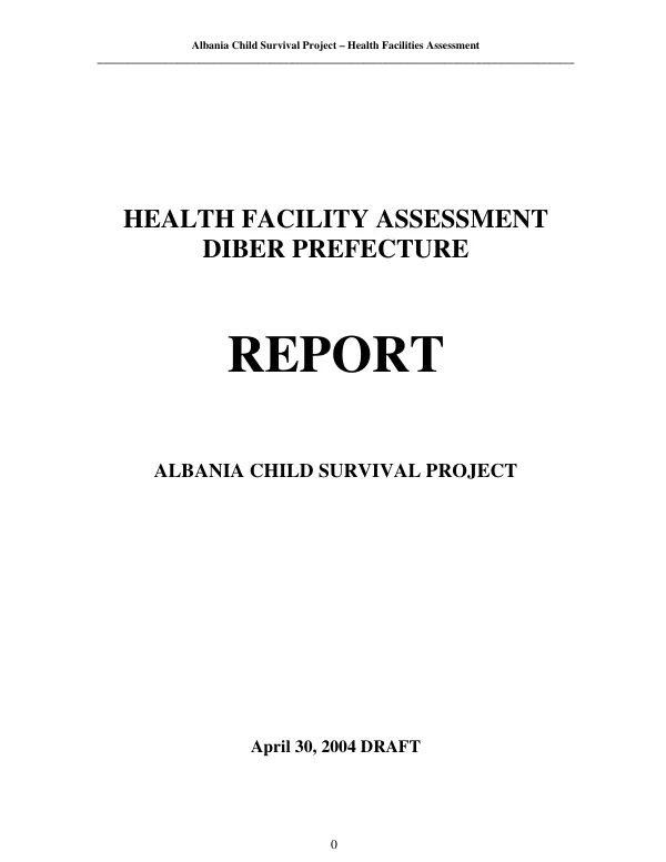 Health facility assessment Diber Prefecture[, Albania] : report