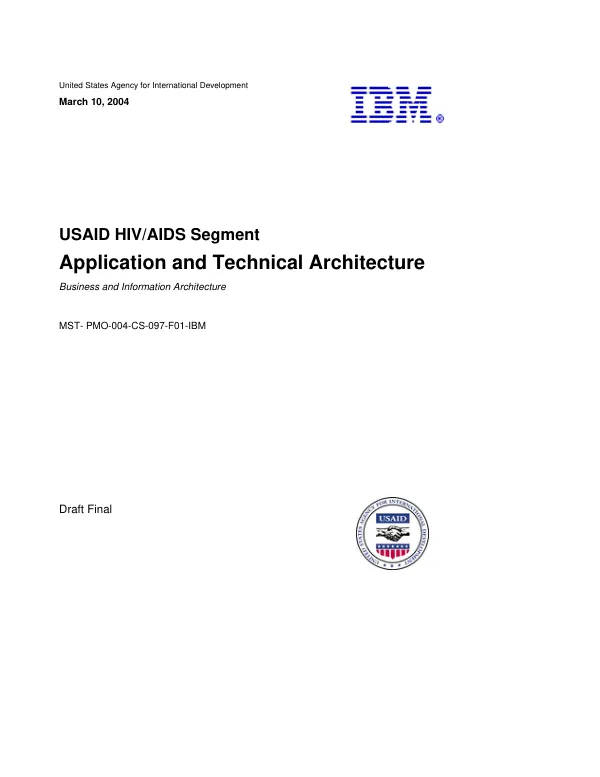 USAID HIV/AIDS segment : application and technical architecture -- business and information architecture