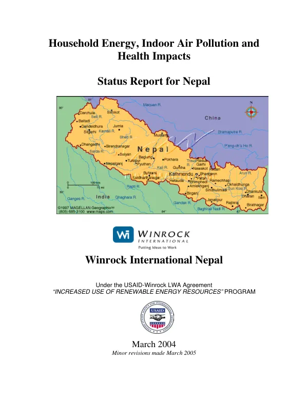 Household energy, indoor air pollution and health impacts : status report for Nepal