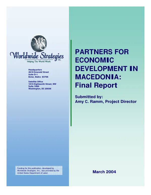 Partners for economic development in Macedonia : final report