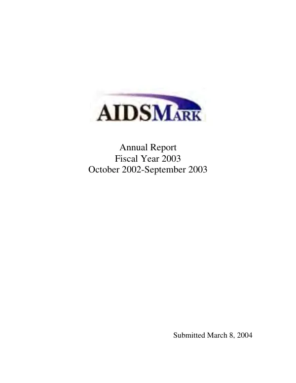 AIDSMark annual report fiscal year 2003, October 2002-September 2003