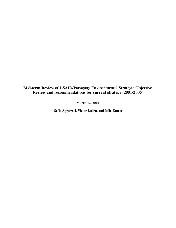 Mid-term review of USAID/Paraguay environmental strategic objective : review and recommendations for current strategy (2001-2005)