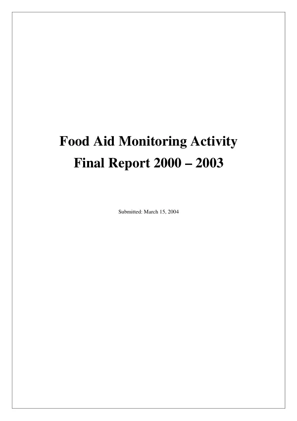 Food aid monitoring activity : final report 2000-2003
