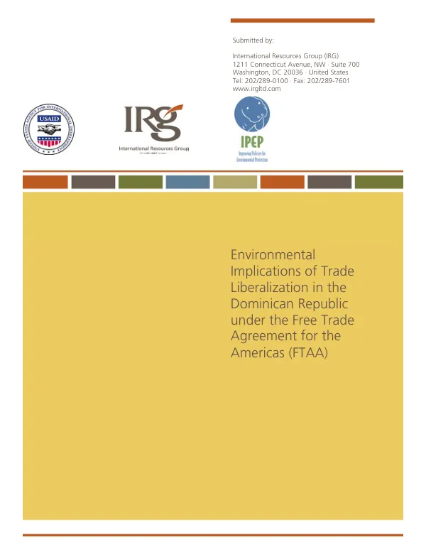 Environmental implications of trade liberalization in the Dominican Republic under the free trade agreement for the Americas (FTAA)