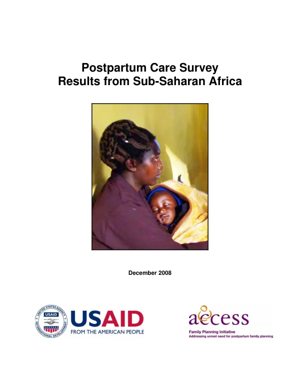 Postpartum care survey results from sub-Saharan Africa