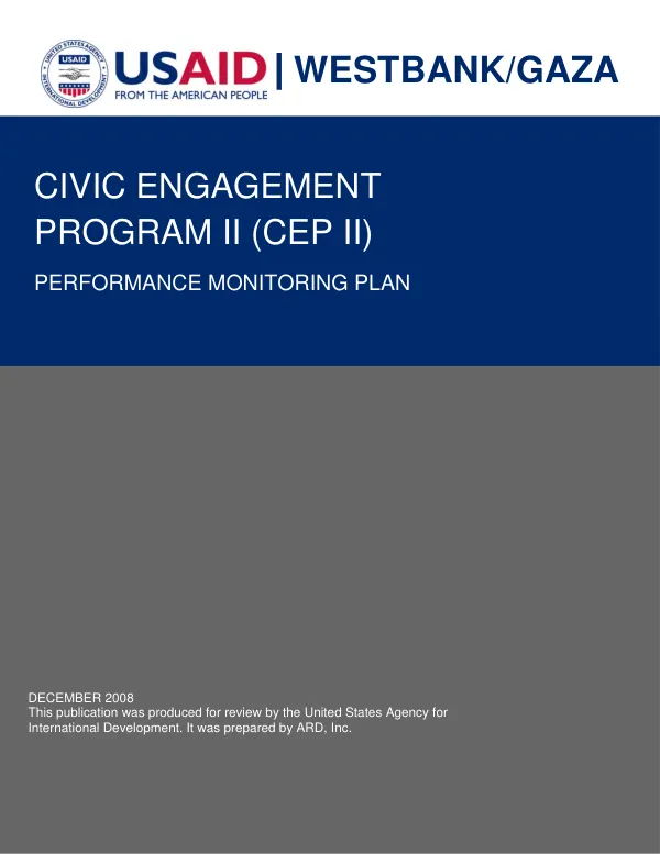 Civic engagement program II (CEP II) : performance monitoring plan