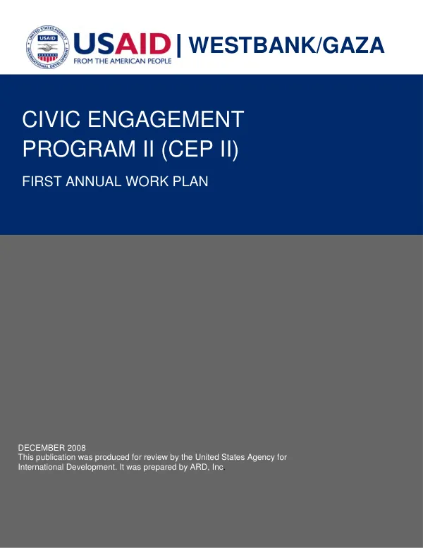 Civic engagement program II (CEP II) : first annual work plan