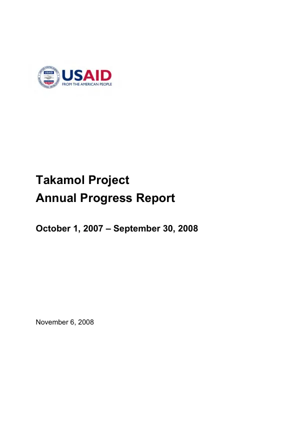 Takamol project annual progress report : October 1, 2007-September 30, 2008