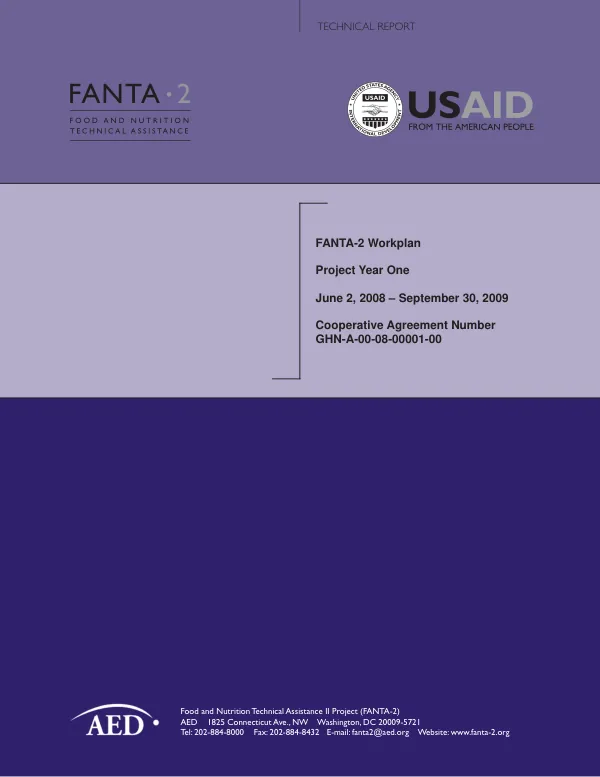 FANTA-2 workplan : project year one, June 2, 2008-September 30, 2009