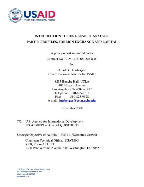 Introduction to cost-benefit analysis : part I -- profiles, foreign exchange and capital