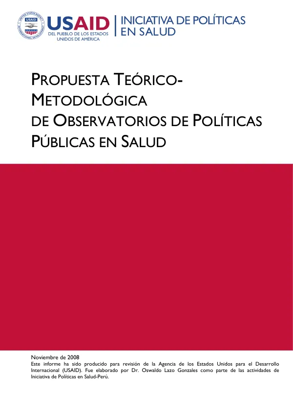 Propuesta teorico-metodologica de observatorios de politicas publicas en salud