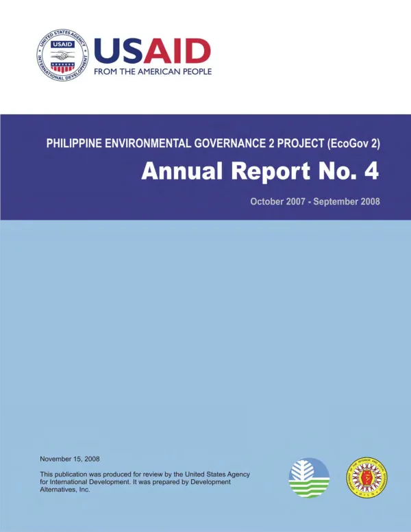 Philippine environmental governance 2 project (EcoGov 2) : annual report no. 4 -- October 2007 - September 2008