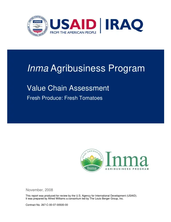 Value chain assessment, fresh produce : fresh tomatoes