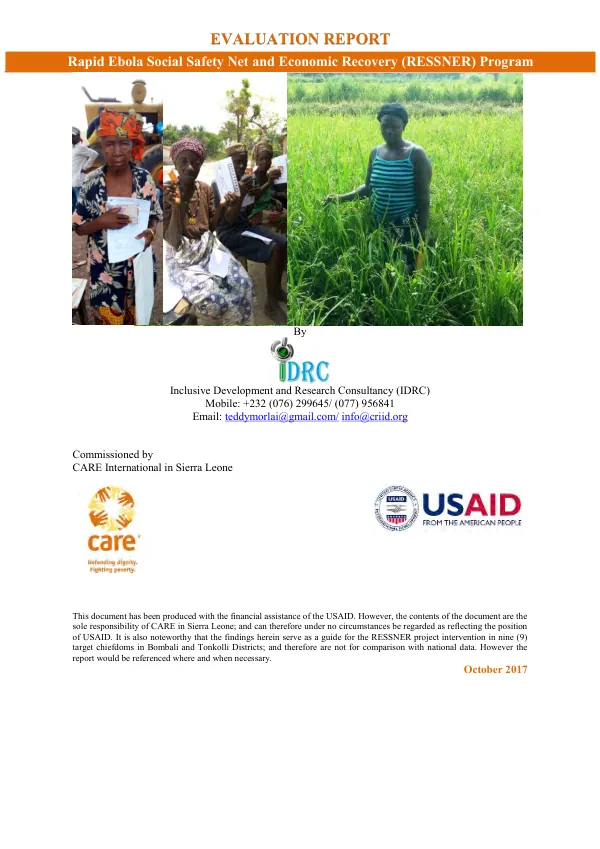 Evaluation report : rapid Ebola social safety net and economic recovery (RESSNER) program