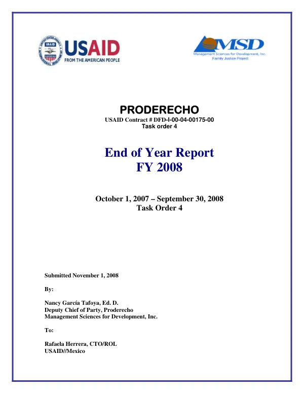 PRODERECHO end of year report, FY 2008