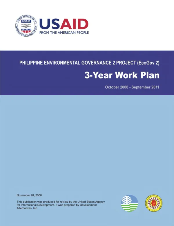 Philippine environmental governance 2 project (EcoGov 2) : 3-year work plan, October 2008-September 2011