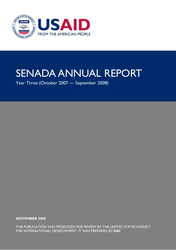 SENADA annual report : year three (October 2007-September 2008)