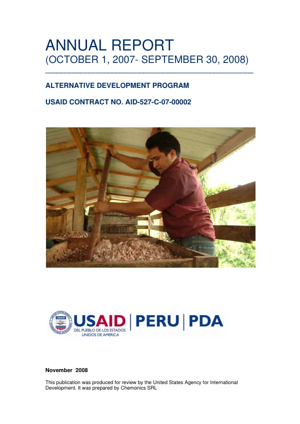 Annual report (October 1, 2007-September 30, 2008) : alternative development program