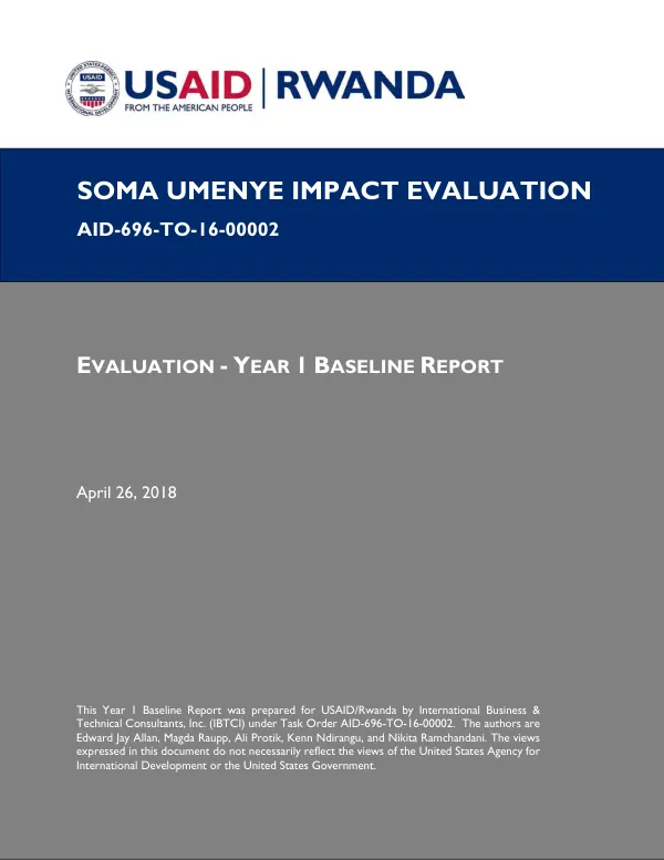 Soma Umenye impact evaluation year 1 baseline report