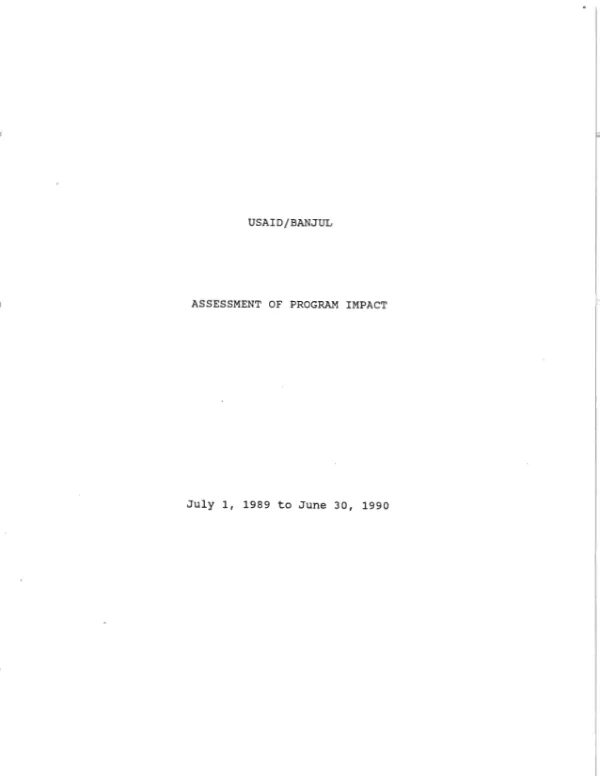 USAID/Banjul assessment of program impact, July 1, 1989 to June 30, 1990