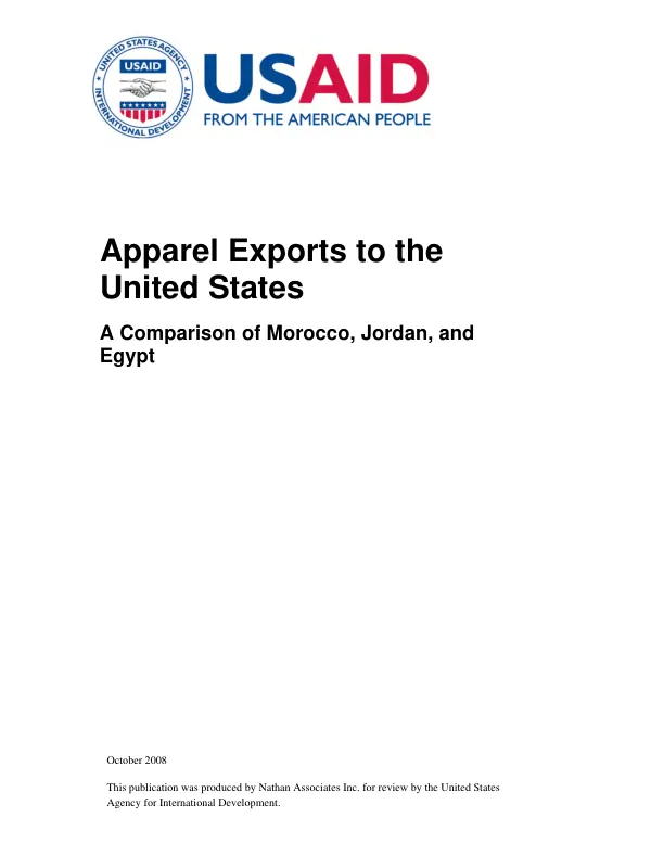 Apparel exports to the United States : a comparision of Morocco, Jordan, and Egypt