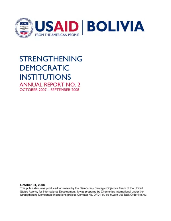 Strengthening democratic institutions : annual report no. 2, October 2007-September 2008