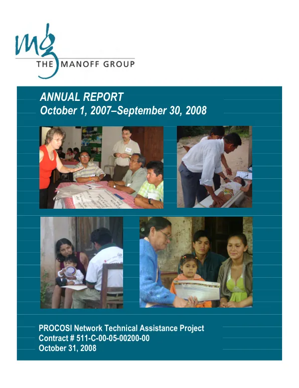 Annual report, October 1, 2007-September 30, 2008 : PROCOSI network technical assistance project