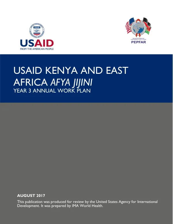 USAID Kenya East Africa Afya Jijini Year 3 Annual Work Plan