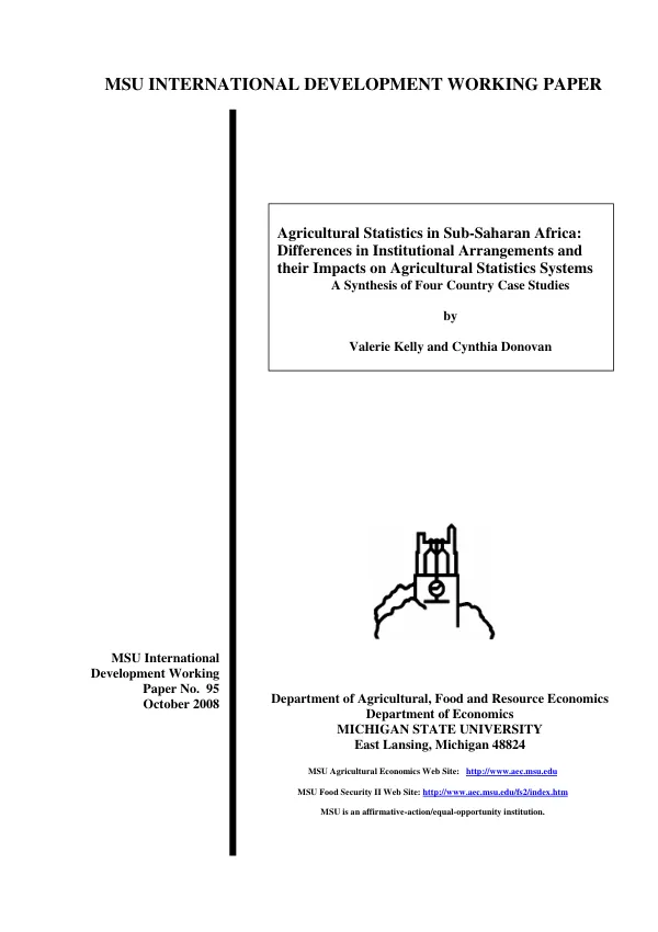 Agricultural statistics in sub-Saharan Africa : differences in institutional arrangements and their impacts on agricultural statistics systems -- a synthesis of four country case studies