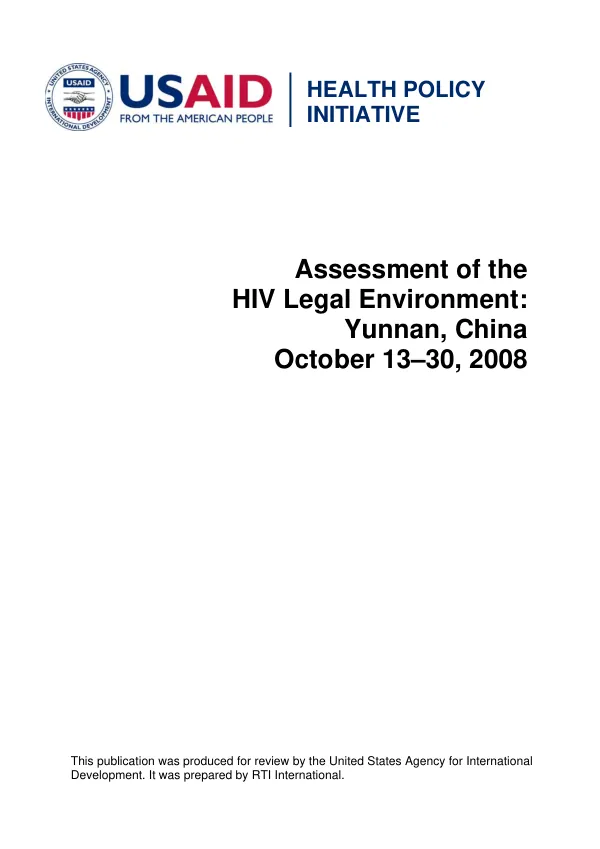 Assessment of the HIV legal environment : Yunnan, China