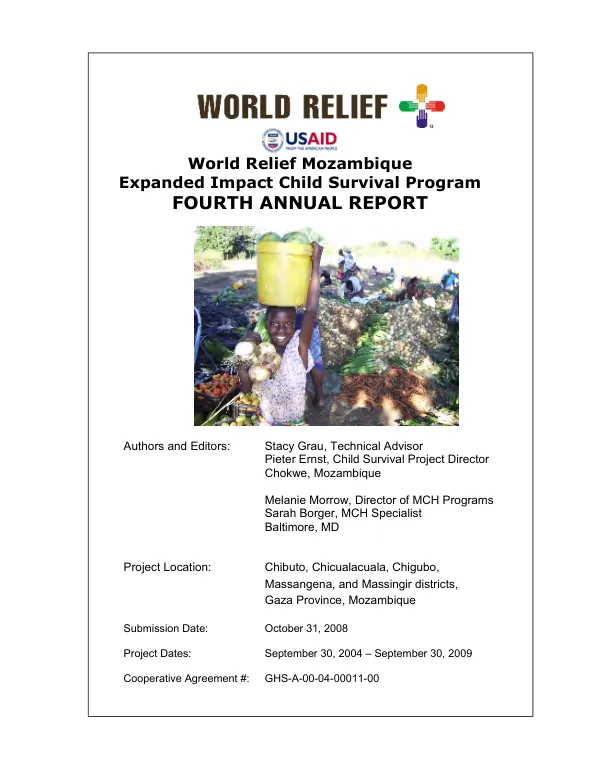 World Relief Mozambique : expanded impact child survival program -- fourth annual report