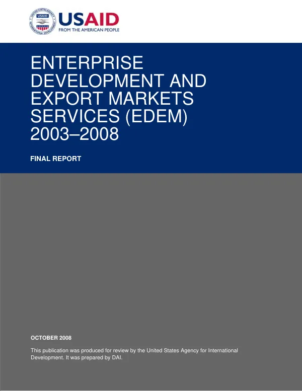 Enterprise development & export market services (EDEM) 2003-2008 : final report