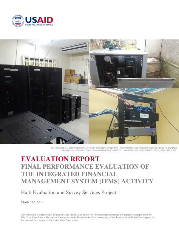Final evaluation report : final performance evaluation of the integrated financial management system (IFMS) activity