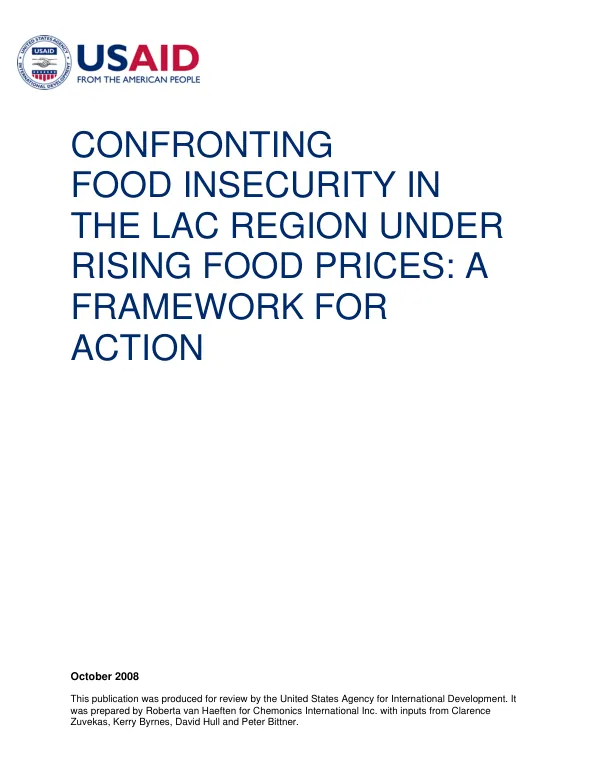 Confronting food insecurity in the LAC region under rising food prices : a framework for action