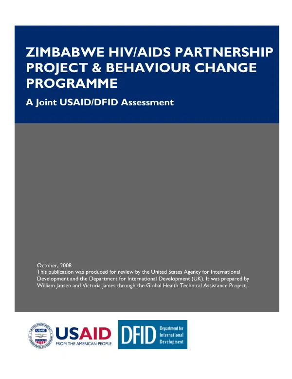 Zimbabwe HIV/AIDS partnership project & behavior change programme : a joint USAID/DFID assessment